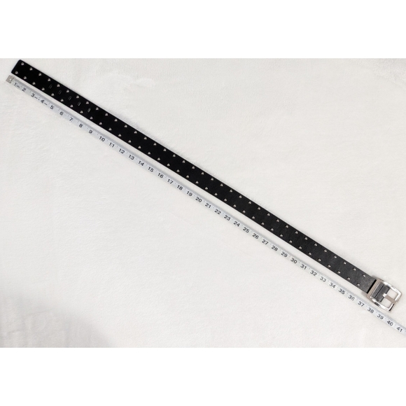 ❤️ Calvin Klein Jeans Silver Studded Black Faux Leather Belt Size Small - Picture 5 of 7